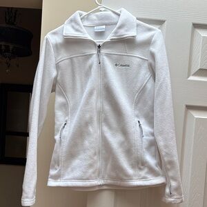 Columbia Women's White Utility Jacket fleece Medium EUC Full zip front